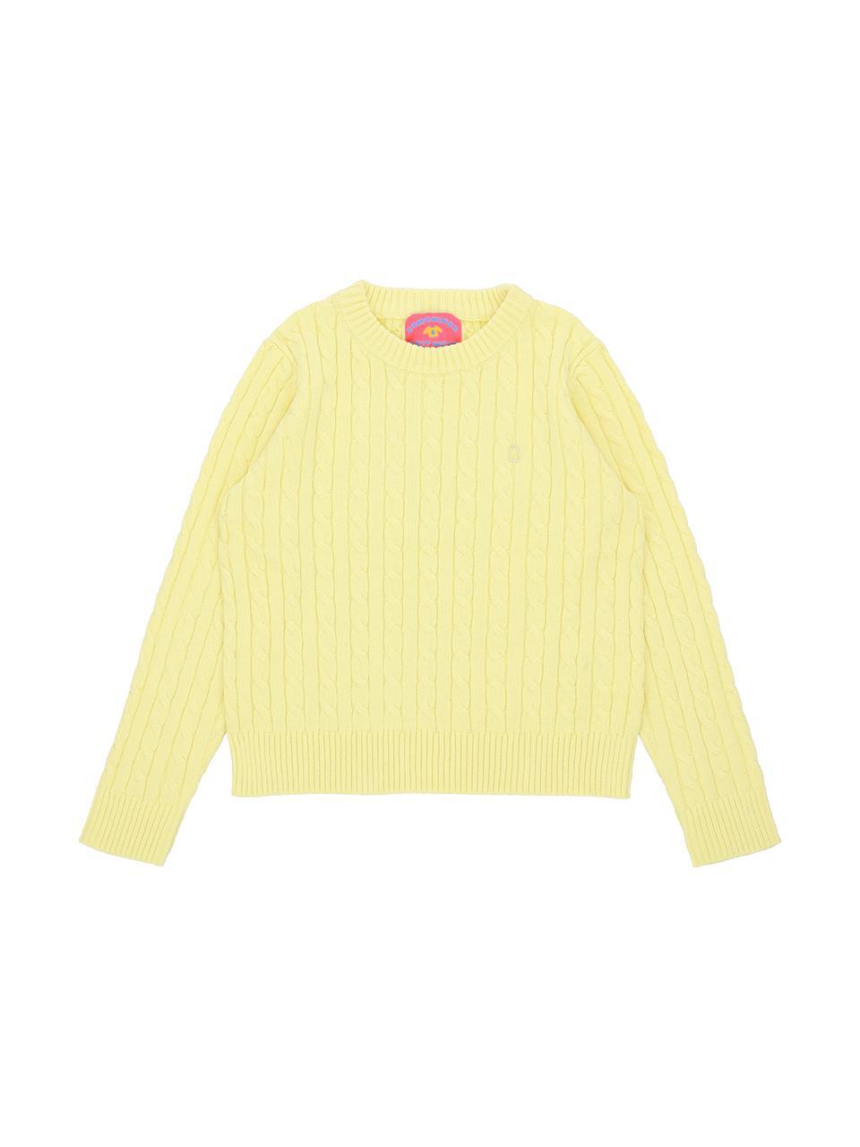 W SOLID CABLE PULLOVER [YELLOW]