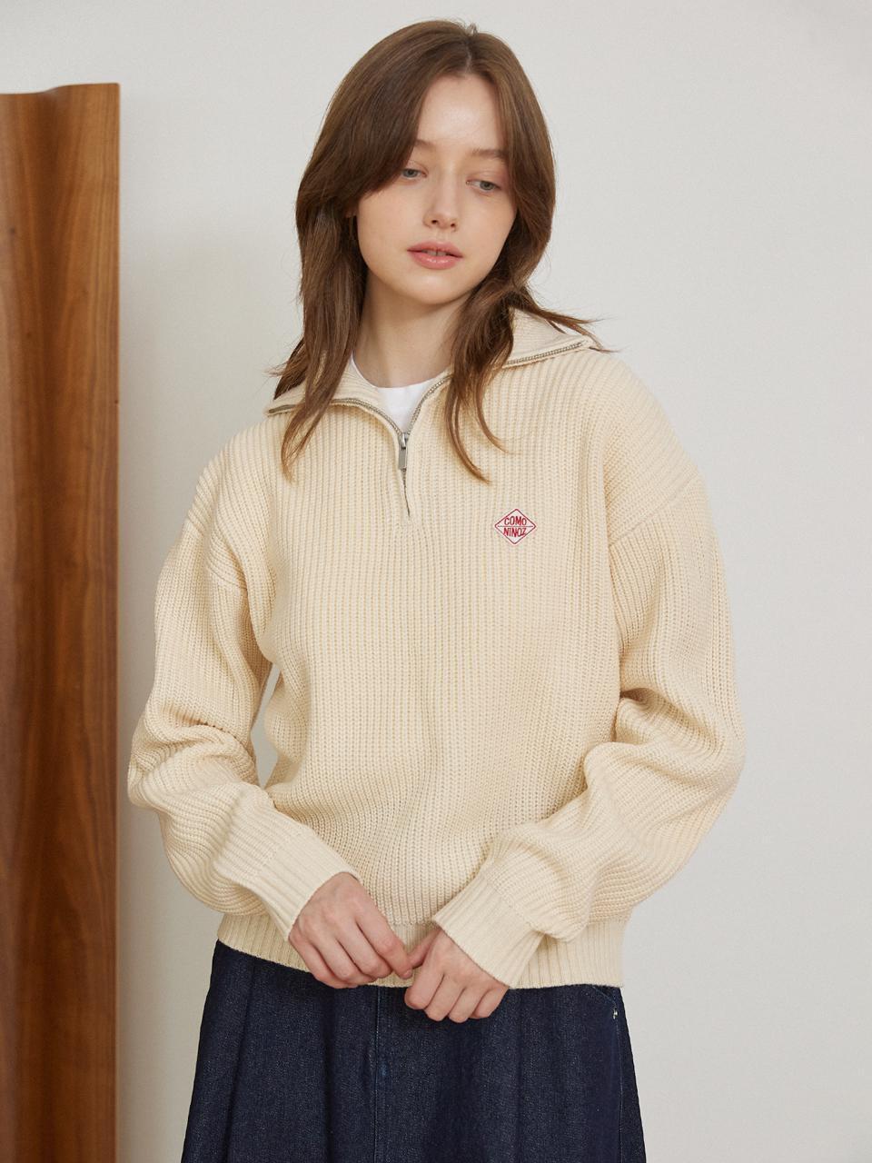 HALF ZIPUP PULLOVER [IVORY]